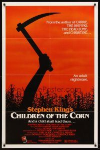 7g152 CHILDREN OF THE CORN 1sh '83 Stephen King horror, an adult nightmare, cool sickle image!