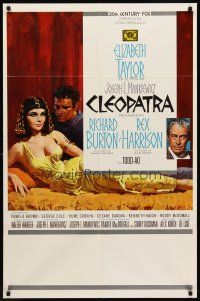 7g158 CLEOPATRA Spanish/U.S. 1sh '64 Elizabeth Taylor, Richard Burton, Rex Harrison, Howard Terpning art!