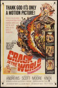 7g173 CRACK IN THE WORLD 1sh '65 atom bomb explodes, thank God it's only a motion picture!