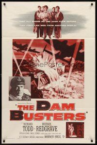 7g181 DAM BUSTERS 1sh '55 Michael Redgrave & Richard Todd in WWII action!