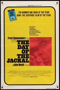 7g189 DAY OF THE JACKAL 1sh '73 Fred Zinnemann assassination classic, master killer Edward Fox!