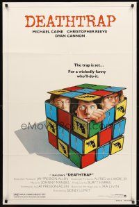 7g196 DEATHTRAP style B 1sh '82 art of Chris Reeve, Michael Caine & Dyan Cannon in Rubik's Cube!