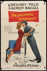 7g201 DESIGNING WOMAN style A 1sh '57 romantic art of Gregory Peck & Lauren Bacall!