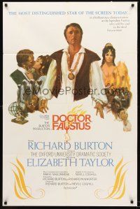7g214 DOCTOR FAUSTUS 1sh '68 art of pretty Elizabeth Taylor & director and star Richard Burton!