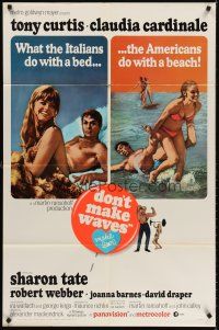 7g217 DON'T MAKE WAVES 1sh '67 Tony Curtis with super sexy Sharon Tate & Claudia Cardinale!