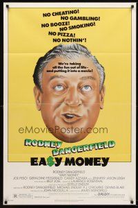 7g232 EASY MONEY 1sh '83 wacky headshot artwork of screwball Rodney Dangerfield!