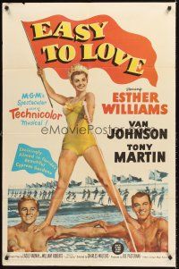 7g233 EASY TO LOVE 1sh '53 sexy swimmer Esther Williams stands on Van Johnson & Tony Martin!