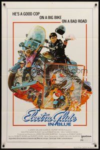 7g238 ELECTRA GLIDE IN BLUE style B 1sh '73 cool Blossom art of motorcycle cop Robert Blake!