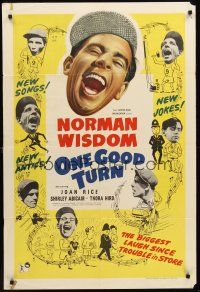 7g002 1 GOOD TURN English 1sh '54 Joan Rice, Shirley Abicair, cool art of Norman Wisdom!