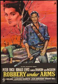 7g015 ROBBERY UNDER ARMS English 1sh '58 great art of Maureen Swanson & cowboy Peter Finch!