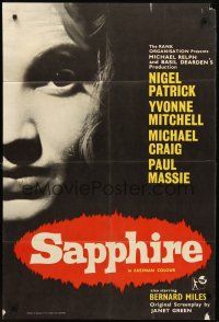 7g017 SAPPHIRE English 1sh '59 English mystery directed by Basil Dearden, don't tell her secret!