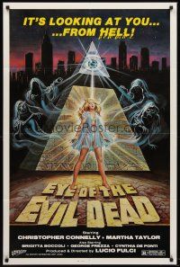 7g247 EYE OF THE EVIL DEAD 1sh '84 Lucio Fulci's Manhattan Baby, cool horror art by Dominguez!