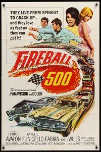 7g260 FIREBALL 500 1sh '66 race car driver Frankie Avalon & sexy Annette Funicello!