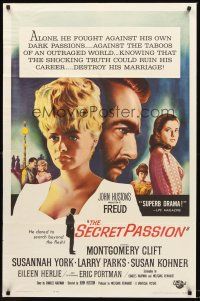 7g283 FREUD 1sh '63 John Huston directed, Montgomery Clift, Susannah York, The Secret Passion!