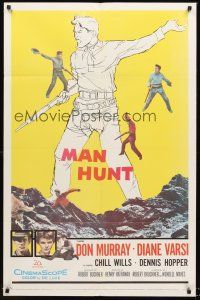 7g288 FROM HELL TO TEXAS 1sh '58 cool full-length art of Don Murray w/rifle, Diane Varsi, Man Hunt!