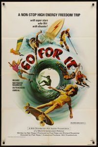 7g307 GO FOR IT 1sh '76 surfing, snow skiing, skateboarding, extreme sports art!