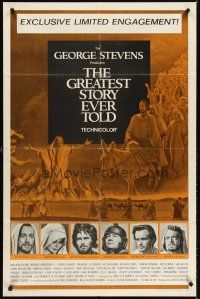 7g323 GREATEST STORY EVER TOLD limited engagement style 1sh '65 George Stevens, Von Sydow as Jesus!