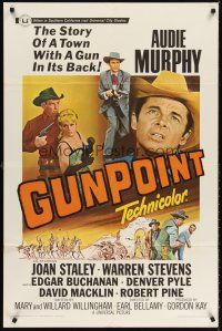 7g333 GUNPOINT 1sh '66 Audie Murphy in the story of a town with a gun in its back!