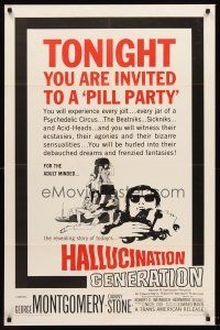 7g339 HALLUCINATION GENERATION 1sh '67 tonight you are invited to a pill party with Acid-Heads!