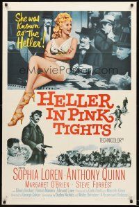 7g355 HELLER IN PINK TIGHTS 1sh '60 sexy blonde Sophia Loren, great gambling image!