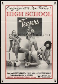 7g358 HIGH SCHOOL TEASERS 1sh '81 sexy cheerleaders in football pads & little else!