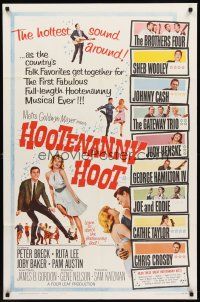 7g370 HOOTENANNY HOOT 1sh '63 Johnny Cash and a ton of top country music stars!