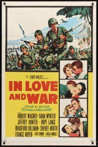 7g387 IN LOVE & WAR 1sh '58 U.S. Marines Robert Wagner & Jeff Hunter, Dana Wynter!