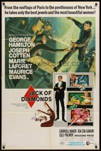 7g411 JACK OF DIAMONDS 1sh '67 George Hamilton steals jewels & sexy women from Paris to New York!