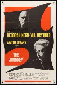 7g419 JOURNEY 1sh '58 close-up shadowy images of Yul Brynner, Deborah Kerr!