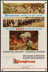 7g431 KHARTOUM style B 1sh '66 art of Charlton Heston & Laurence Olivier, Cinerama adventure!