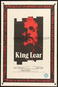 7g433 KING LEAR 1sh '72 Cyril Cusack, Paul Scofield in the title role, Shakespeare!