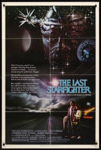 7g448 LAST STARFIGHTER 1sh '84 Lance Guest, great sci-fi art by C.D. de Mar!
