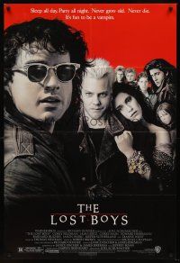 7g469 LOST BOYS 1sh '87 Kiefer Sutherland, teen vampires, directed by Joel Schumacher!