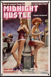 7g513 MIDNIGHT HUSTLE 1sh '78 great sexy artwork of innocent young teens as hookers!