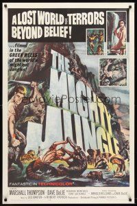7g515 MIGHTY JUNGLE 1sh '64 Marshall Thompson, a lost world of terrors beyond belief!