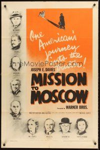 7g523 MISSION TO MOSCOW 1sh '43 Walter Huston, one American's journey into the truth!