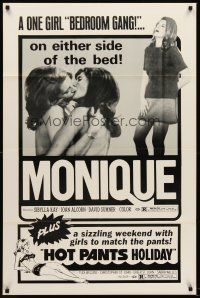 7g531 MONIQUE/HOT PANTS HOLIDAY 1sh '70s lesbian sexploitation double-bill!