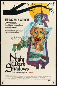 7g568 NIGHT OF DARK SHADOWS 1sh '71 wild freaky art of the woman hung as a witch 200 years ago!