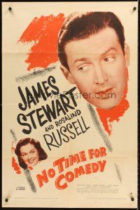 7g577 NO TIME FOR COMEDY 1sh R46 great image of Jimmy Stewart & Rosalind Russell!