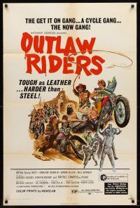 7g610 OUTLAW RIDERS 1sh '71 Bryan West, Darlene Duralia, great art of wacky bikers!