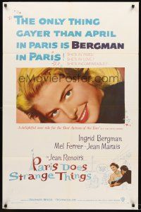 7g614 PARIS DOES STRANGE THINGS 1sh '57 Jean Renoir's Elena et les hommes, Ingrid Bergman