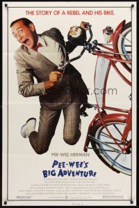 7g617 PEE-WEE'S BIG ADVENTURE 1sh '85 Tim Burton, best image of Paul Reubens & his beloved bike!