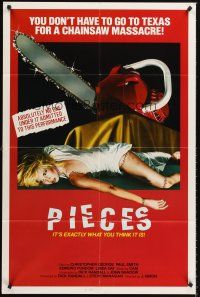 7g624 PIECES 1sh '83 chainsaw horror NOT in Texas, wild sexy slasher art!
