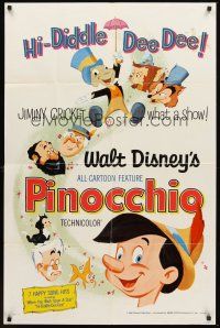 7g626 PINOCCHIO 1sh R71 Disney classic fantasy cartoon about a wooden boy who wants to be real!