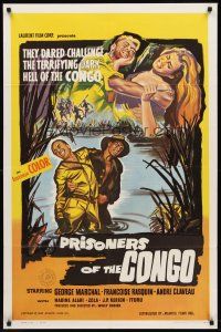 7g653 PRISONERS OF THE CONGO 1sh '60 savage Africa, art of the terrifying hell of the congo!