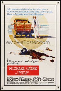 7g659 PULP 1sh '72 Michael Caine, wild murder artwork of girl run over by truck!