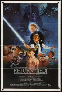 7g680 RETURN OF THE JEDI style B 1sh '83 George Lucas classic, Sano art of Hamill, Ford & Fisher!