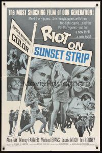 7g691 RIOT ON SUNSET STRIP 1sh '67 hippies with too-tight capris, crazy pot-partygoers!