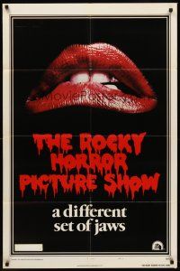 7g697 ROCKY HORROR PICTURE SHOW style A teaser 1sh '75 classic image, a different set of jaws!