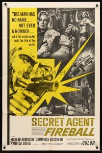 7g731 SECRET AGENT FIREBALL 1sh '66 Bond rip-off, the man with no name, not even a number!